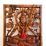 Lord Shiva Siva Carved Wooden Decorative Panel Sculpture Mandir Hindu Art Décor