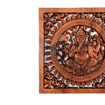 Divine Ganesha Hindu Indian God Wood Hand Carved Panel Art Sculpture -Temple Mandir Ganesh