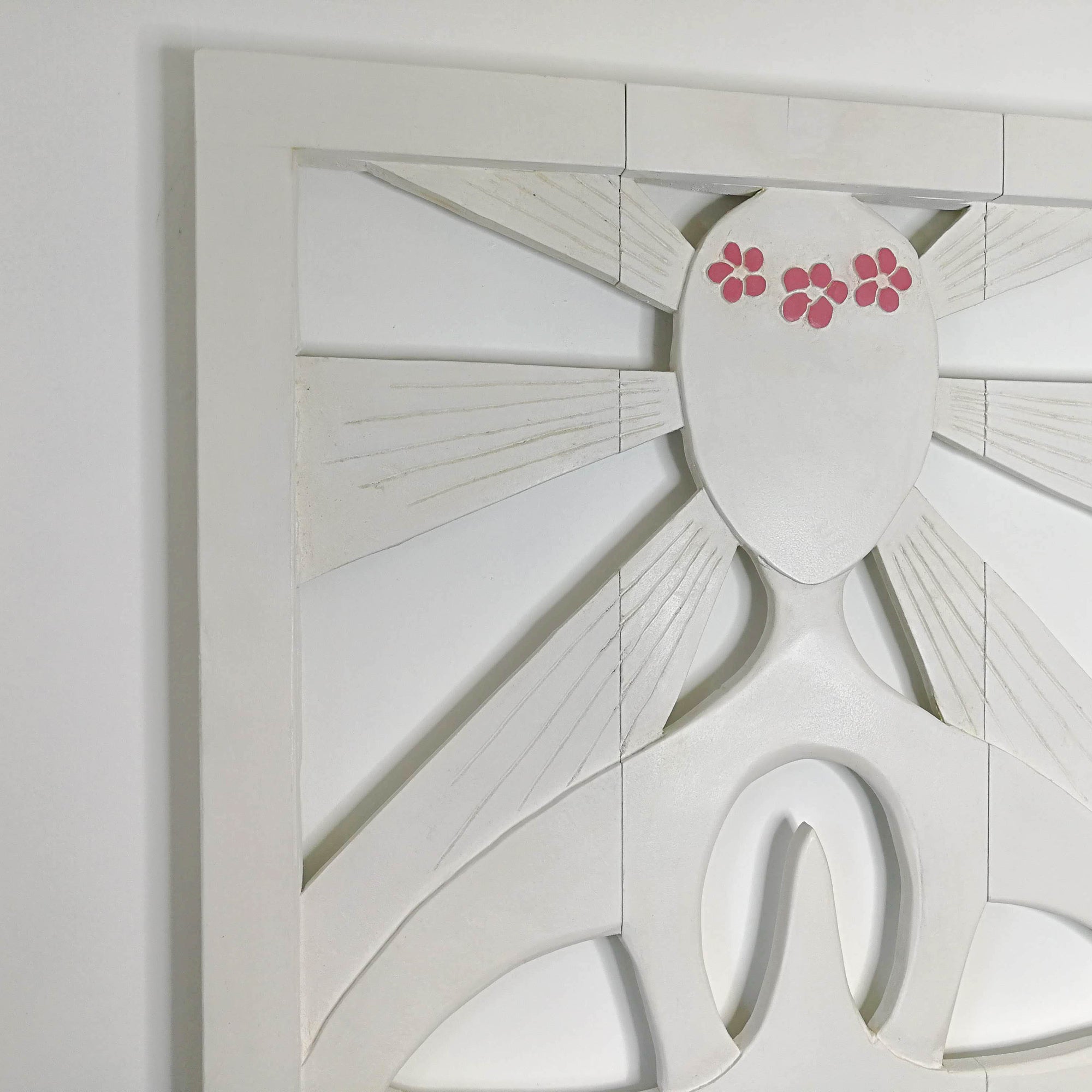 Art mural en bois sculpté - Grande sculpture décorative de tête de lit Namaste Yoga Meditation Panel