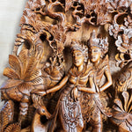 Radha Krishna in Vrindavan Hand Carved Decorative Panel Hindu Mandir  - Easternada