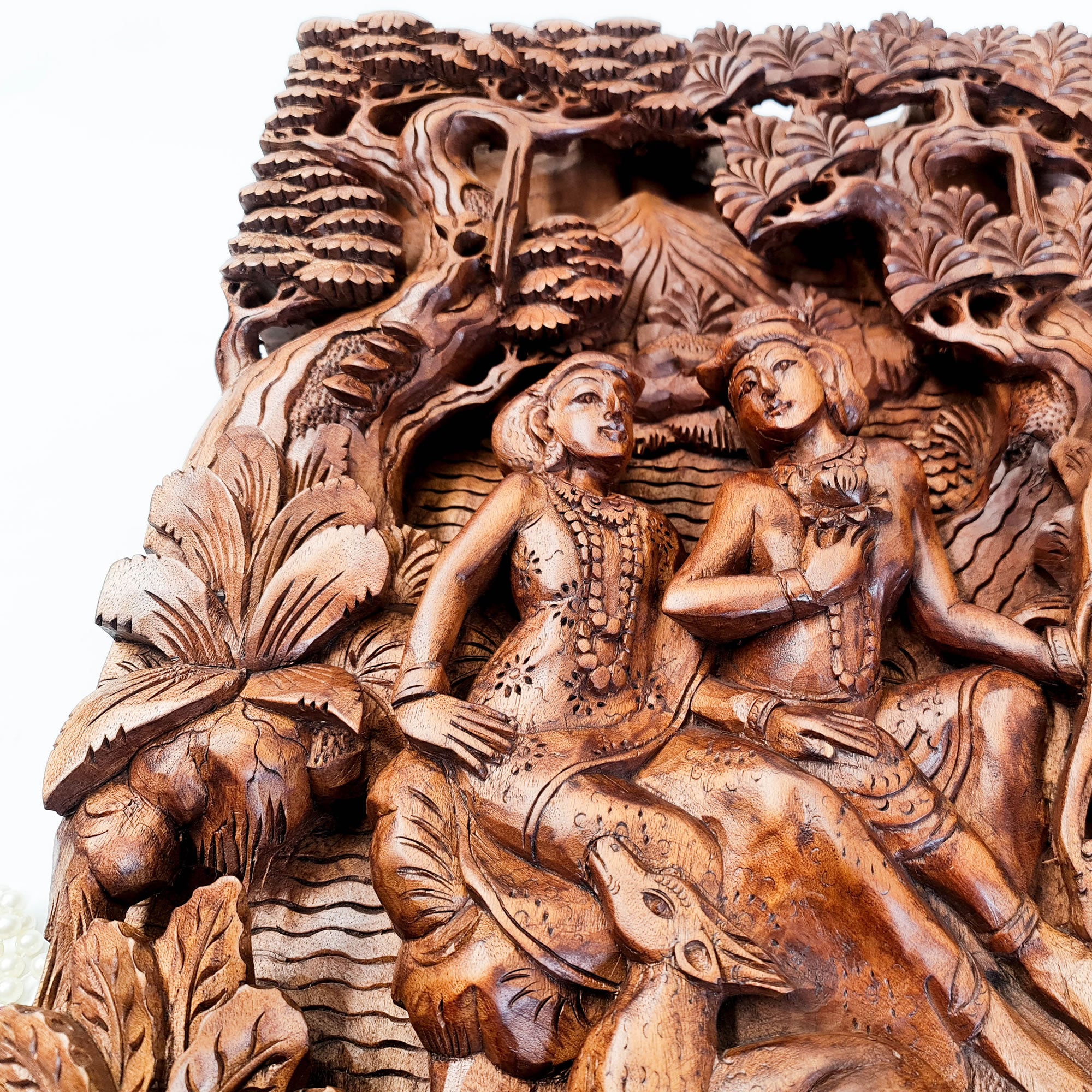 Hand Carved Wooden Hindu God - Ram Sita Sculpture Art Mandir
