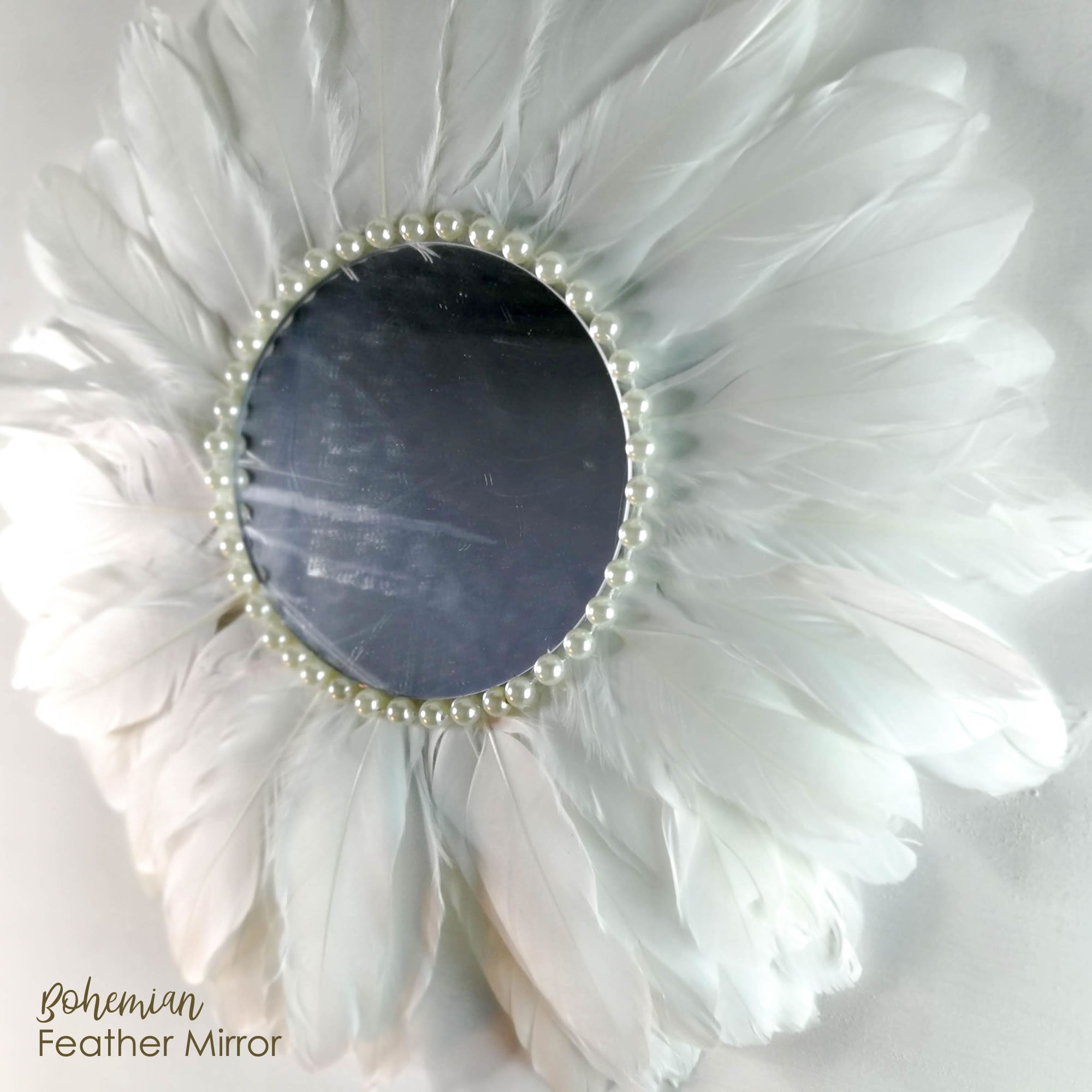 Juju Feather Vanity Wall Mirror Bohemian Style Handmade
