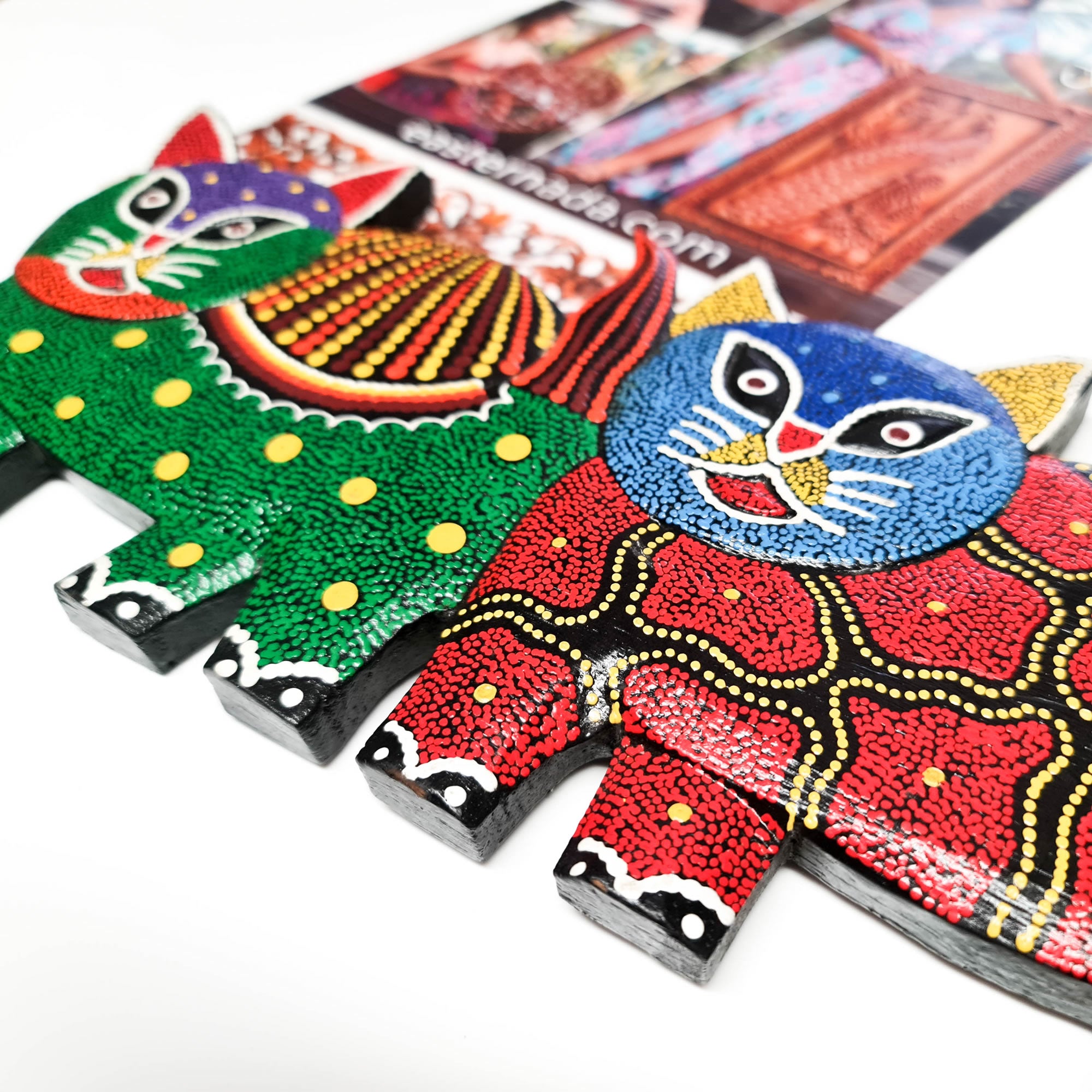 Tropical Wall Hanging - Hand-Carved painted wooden Tropical decoration