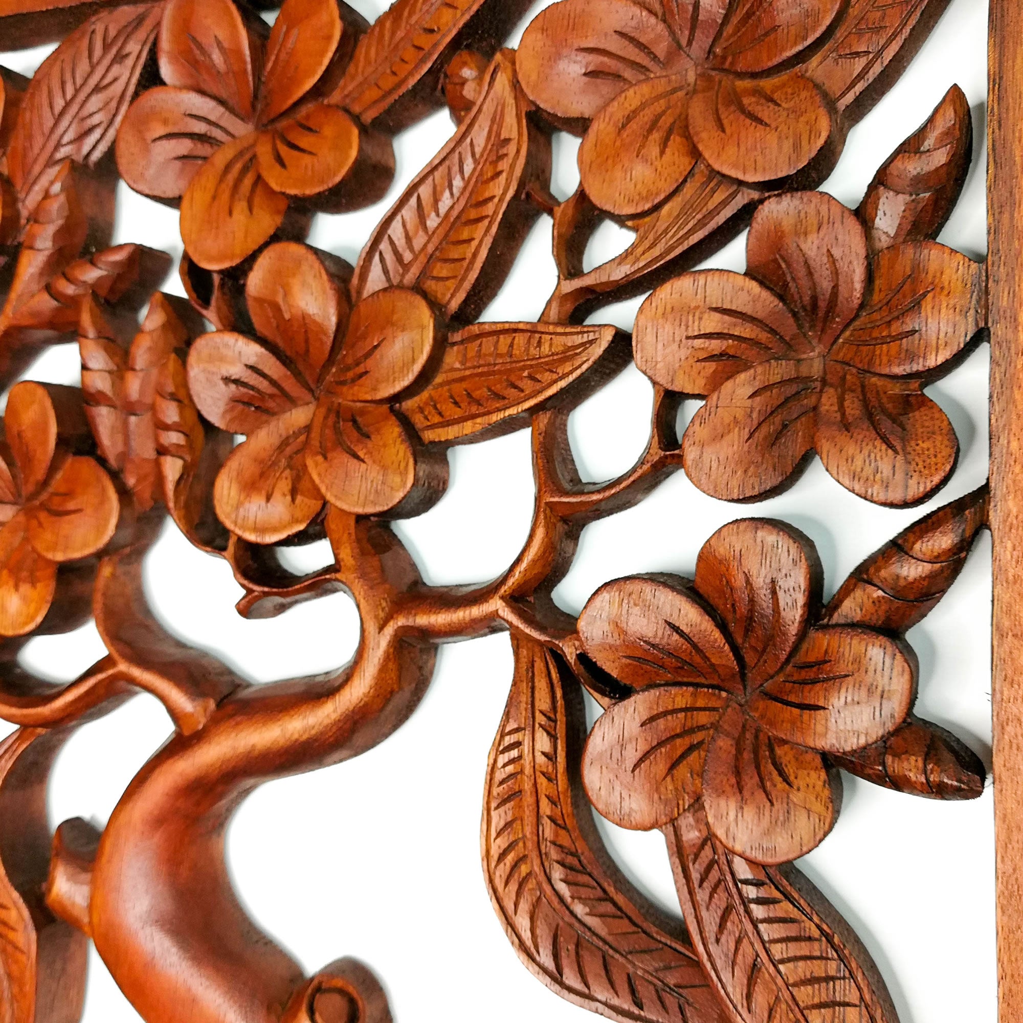 Hand Carved Wooden Decorative Panel Art Sculpture Tree of Hope Life Wealth