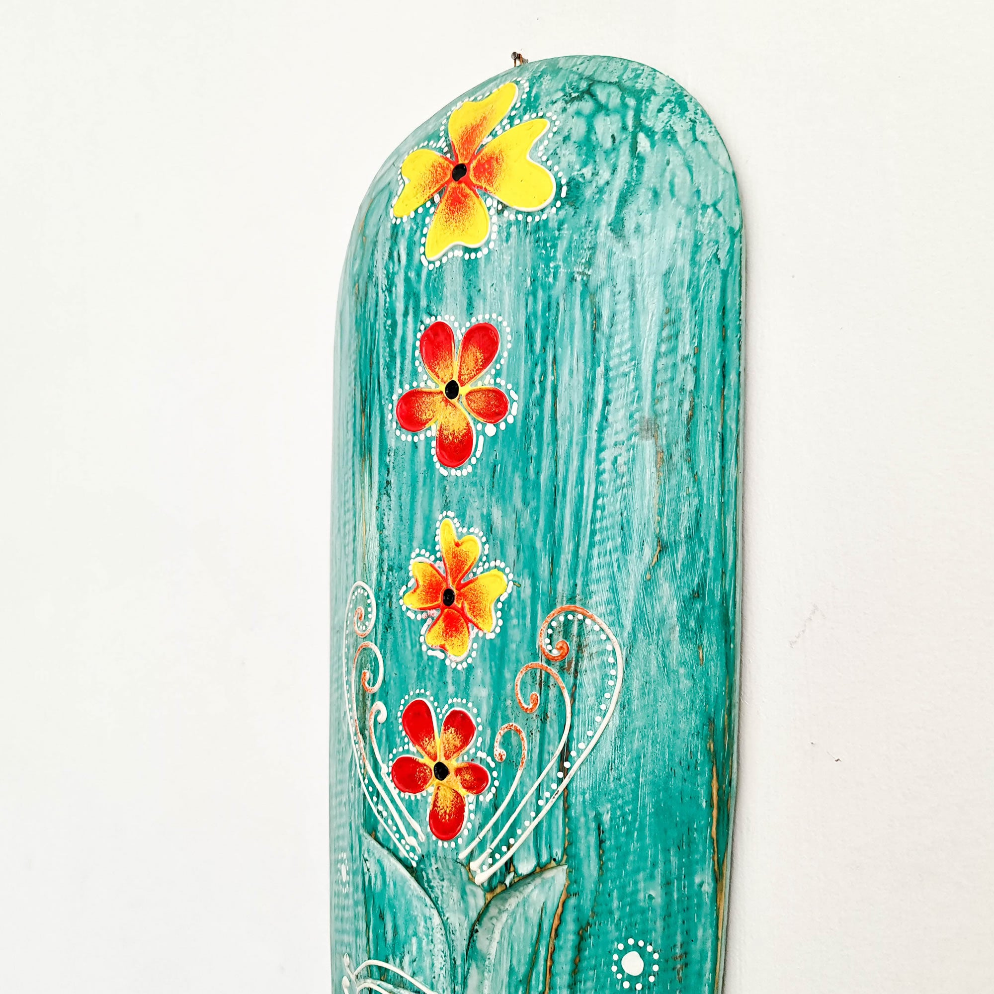 Hawaiian Tiki Mask Wall Hanging - Hand Carved painted wooden Tropical Aboriginal decoration