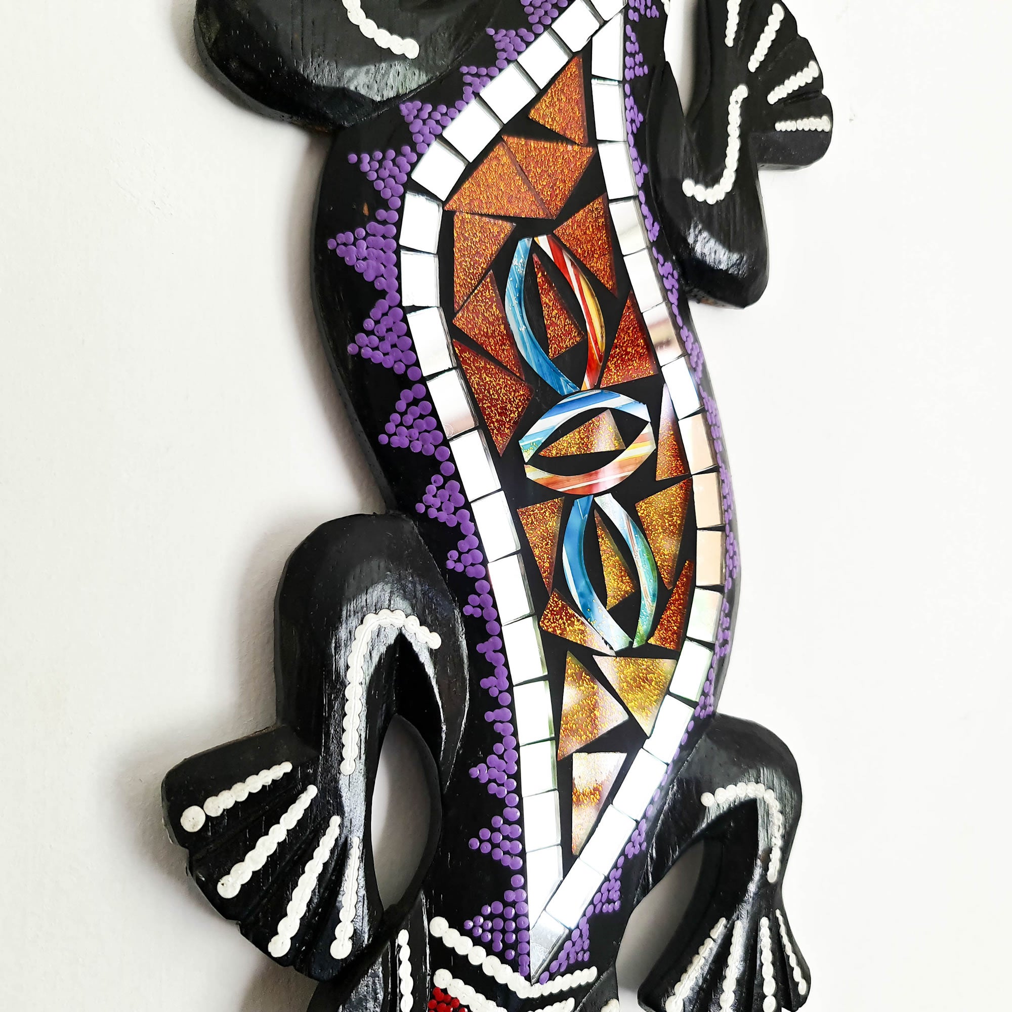 Tropical Wall Hanging - Hand-Carved painted wooden Tropical decoration.