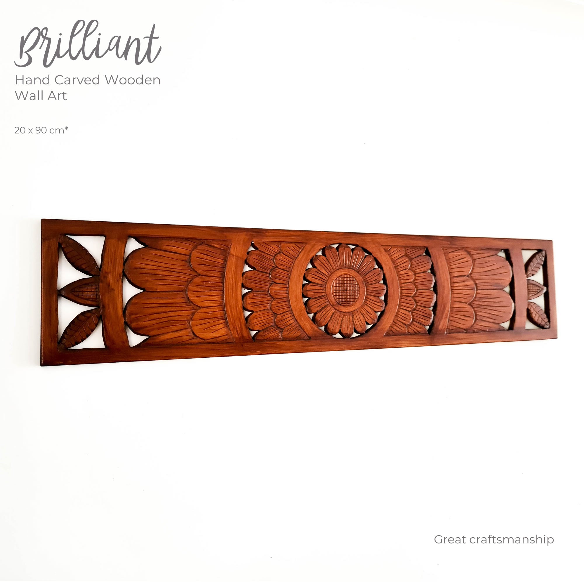 Hand Carved Wooden Wall Art - Decorative Mandala Yoga Walnut Panel