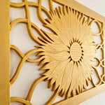 Art Deco Golden Sunflower - Handmade Carved Wooden Wall Art Headboard