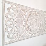 Hand Carved Wooden Wall Art - Large King Headboard Decorative Mandala Panel