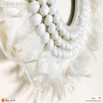 Boho Bohemian Style Feather Sea Shells Handmade Decorative Costume Macrame Style Large Necklace Juju - Easternada