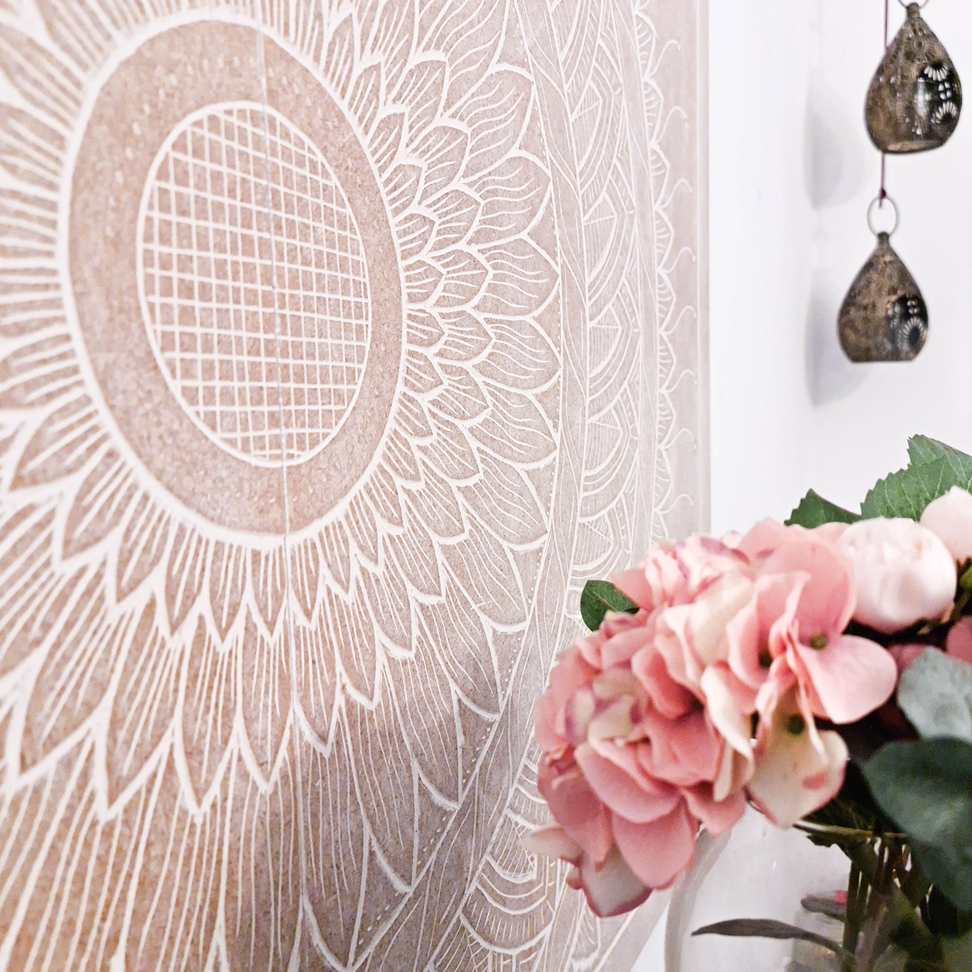 Hand Carved Wooden Wall Art - Headboard Decorative Large Mandala