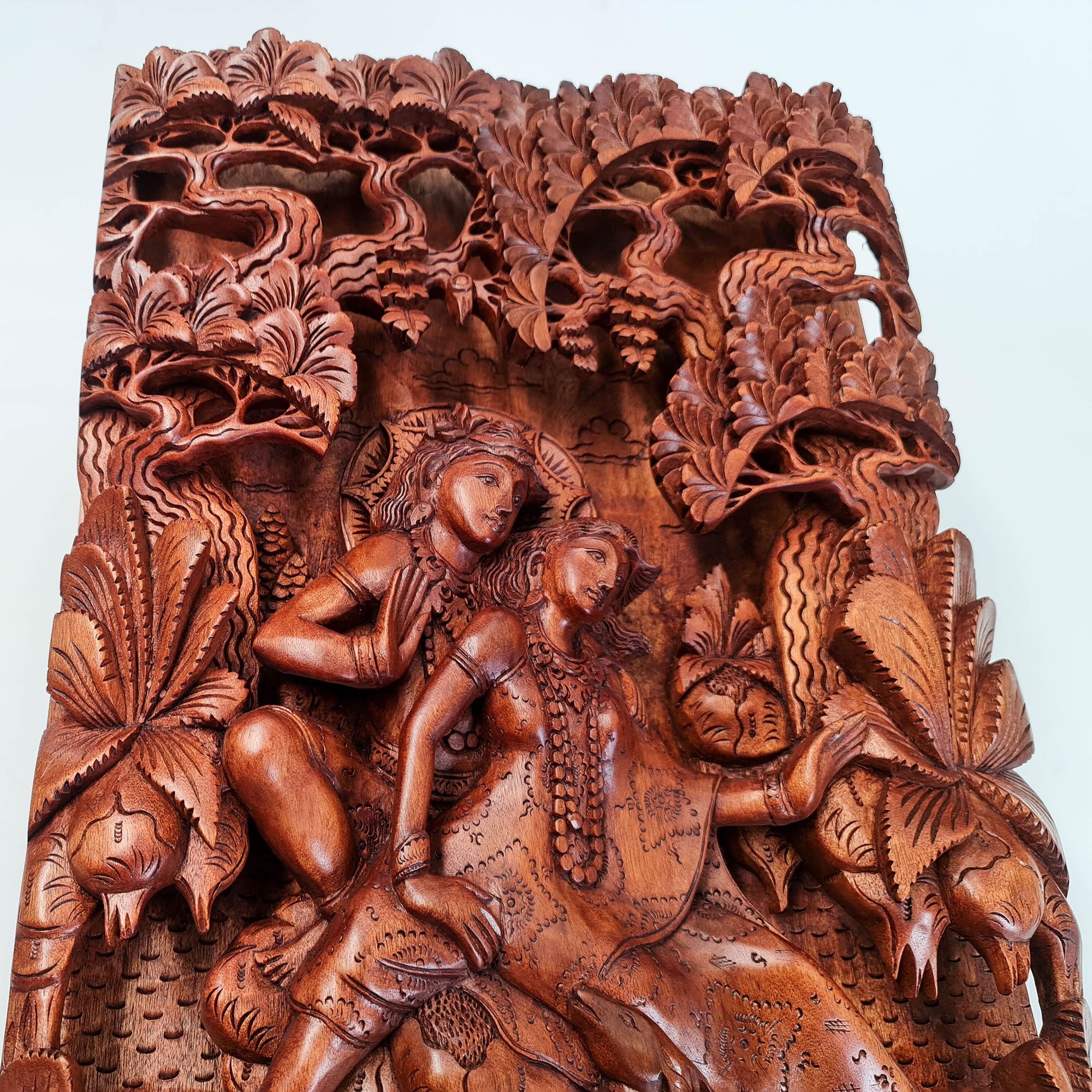 Hand Carved Wooden Hindu God - Radha Krishna Sculpture Art Mandir