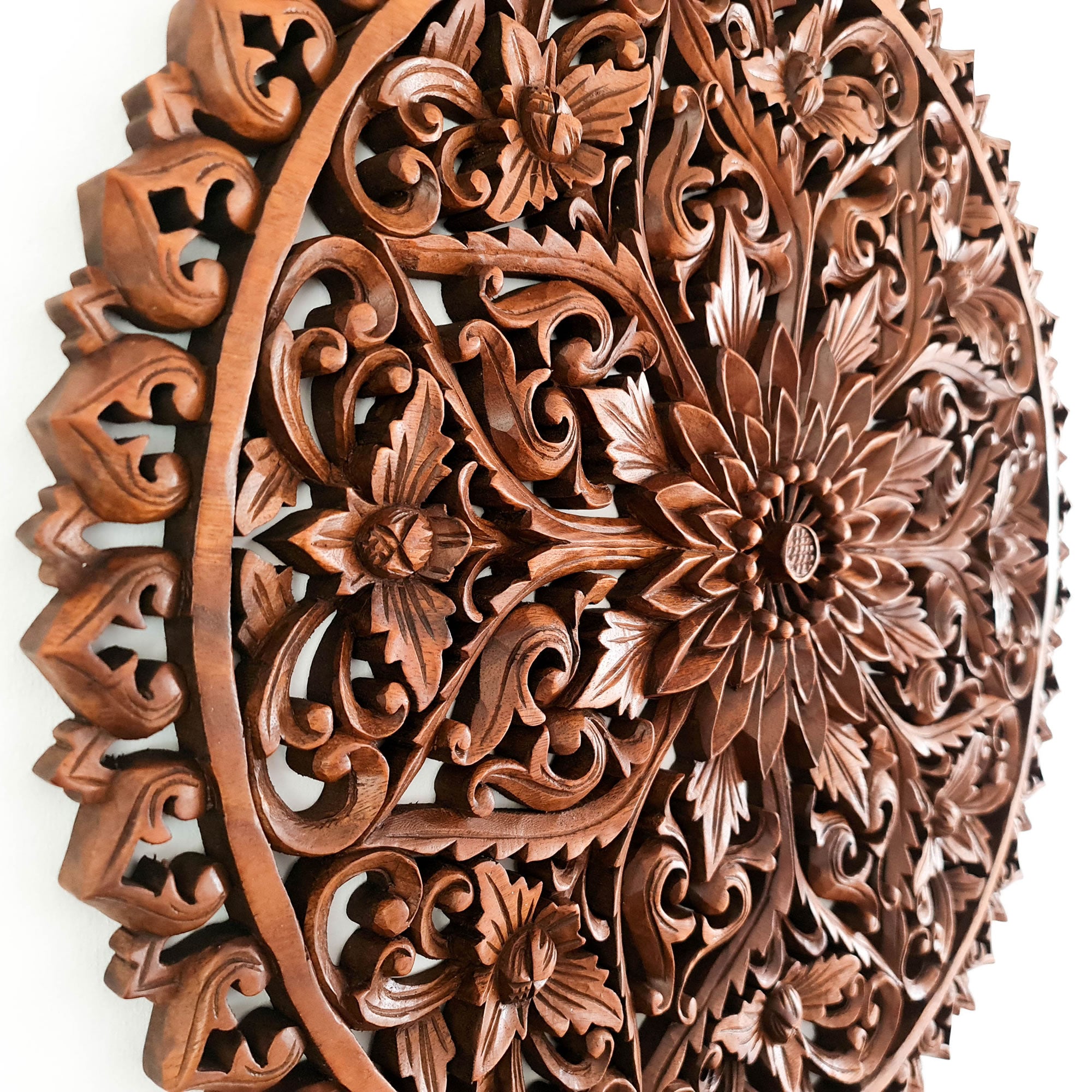 Hand Carved Wooden Wall Art Tree of Life Headboard Decoration - A Perfect Gift Mandala