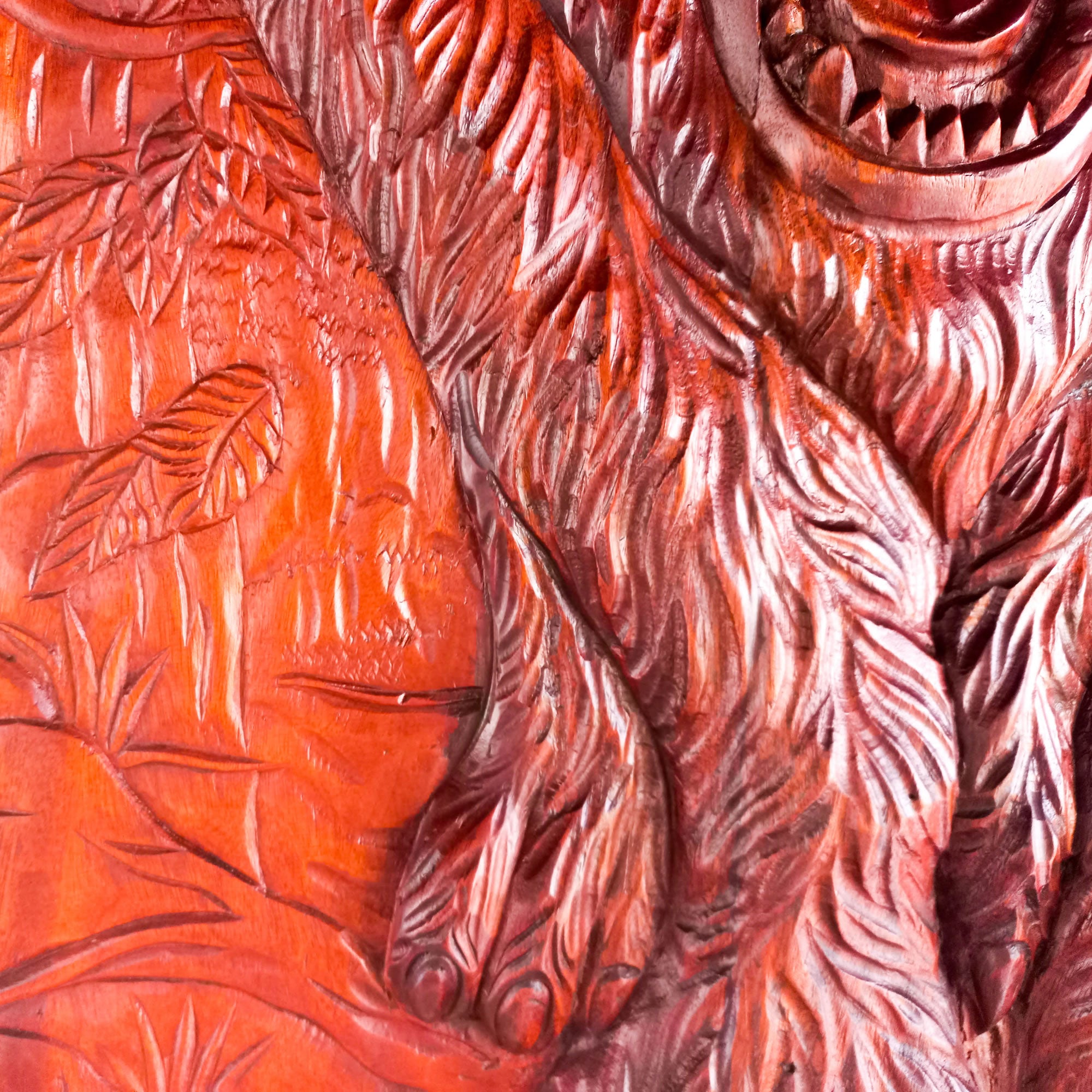Hand Carved Wolf Decorative Teakwood Sculpture Wall Art