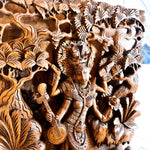 Goddess Saraswati Carved Wooden Decorative Hindu Mandir Sculpture Art - Easternada