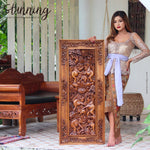 African Jungle Elephants Hand Carved Teakwood Decorative Wall Art Sculpture