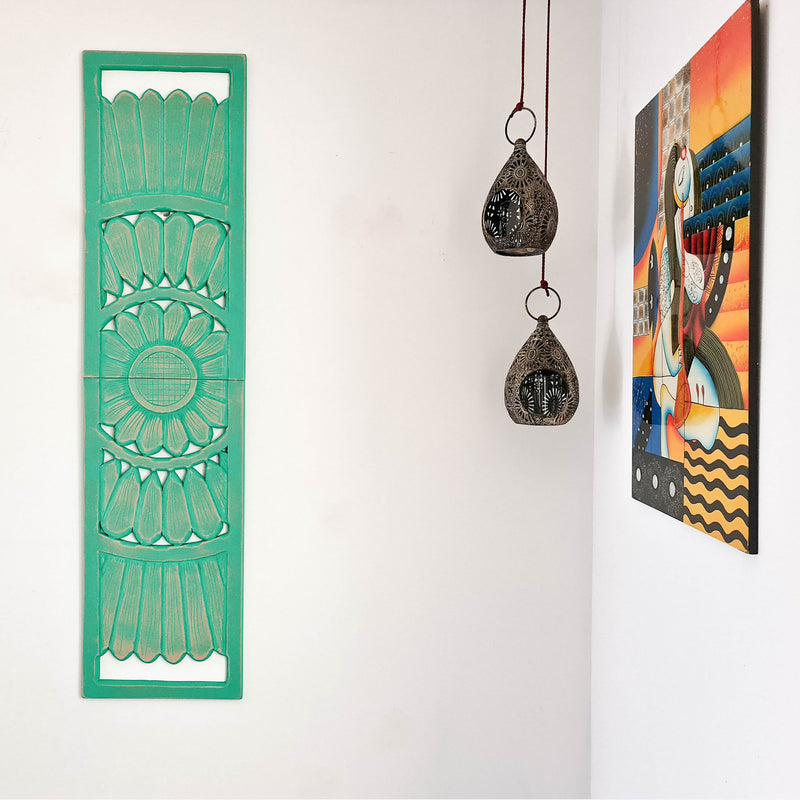 Hand Carved Wooden Wall Art - Long Headboard Decorative Mandala Panel