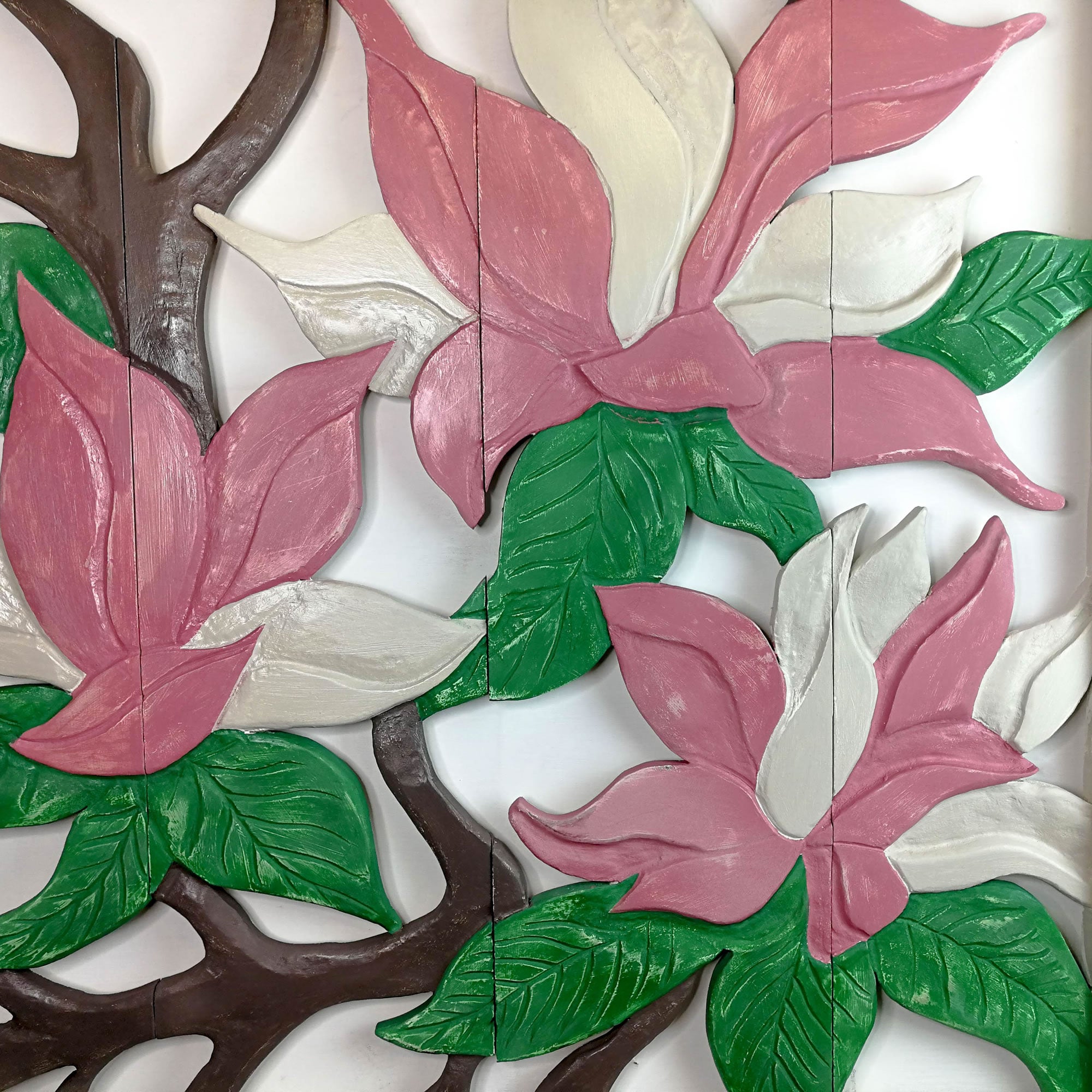 Large Hand Carved Wooden Wall Art Decorative Headboard Panel