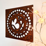 Handmade Carved Wooden Decorative Wall Art OM Mantra Mandir Meditation - Easternada