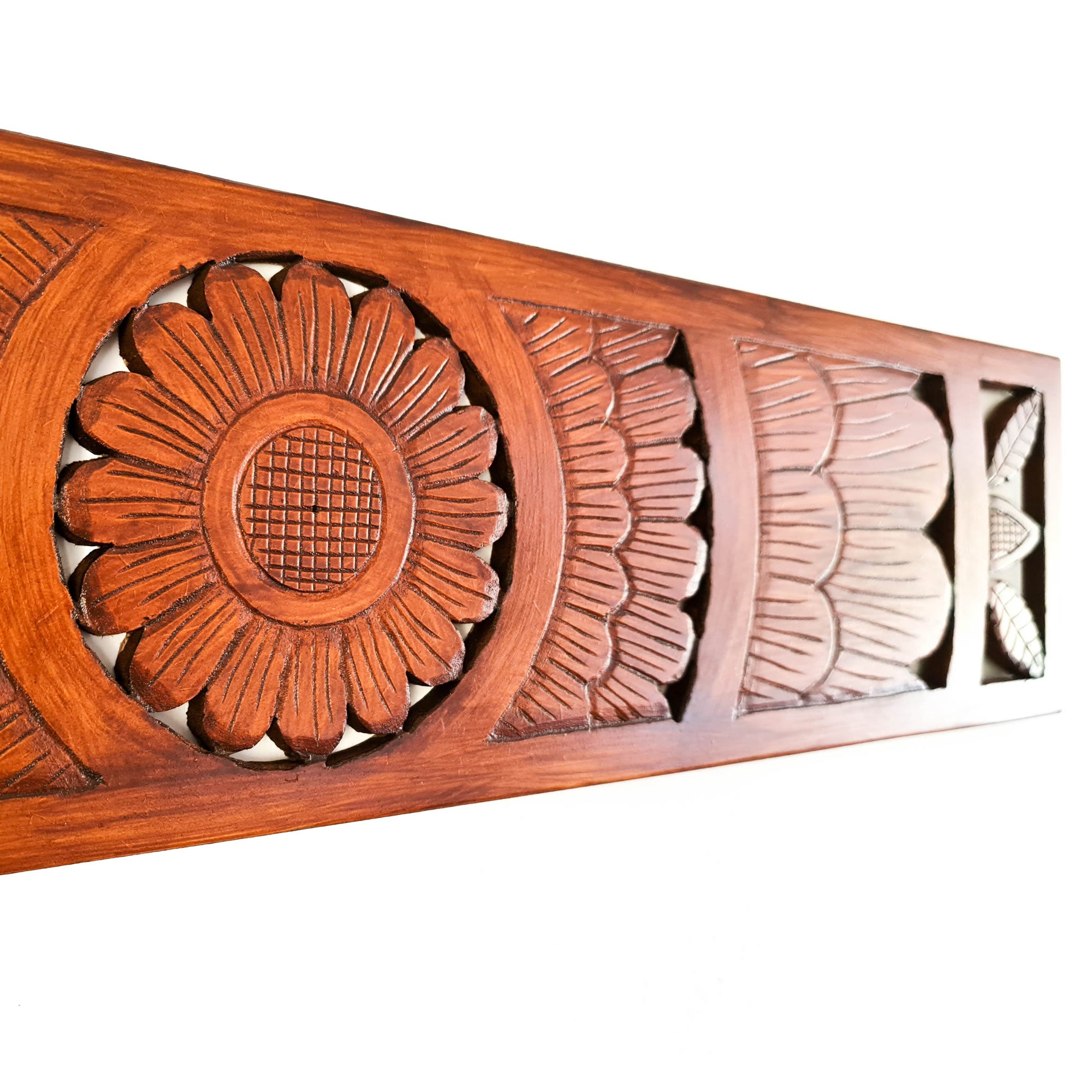 Hand Carved Wooden Wall Art - Decorative Mandala Yoga Walnut Panel