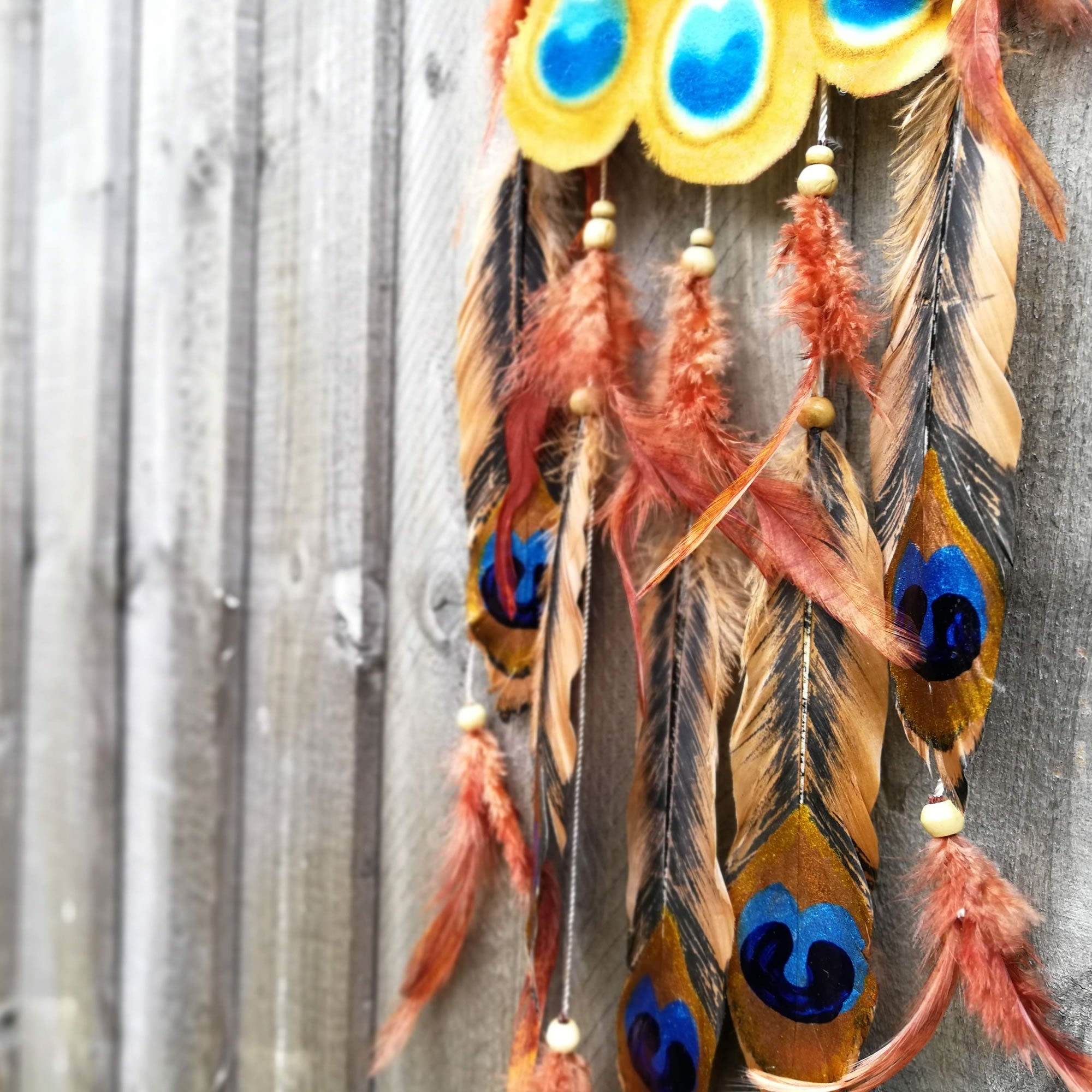 Peacock - Bohemian Feather Macrame Hanging Dream Catcher Large