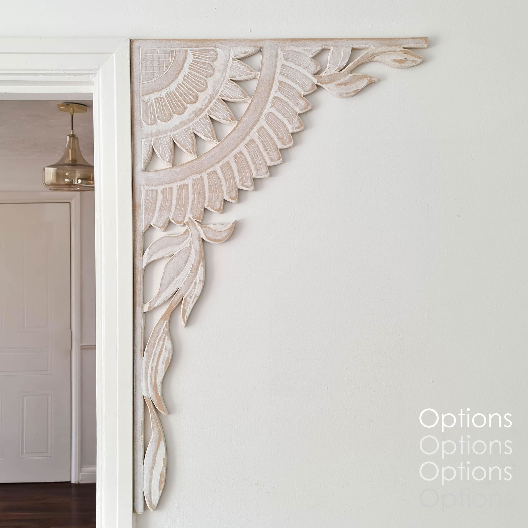 Mandala Art - Handmade Carved Wooden Wall Art Distressed White