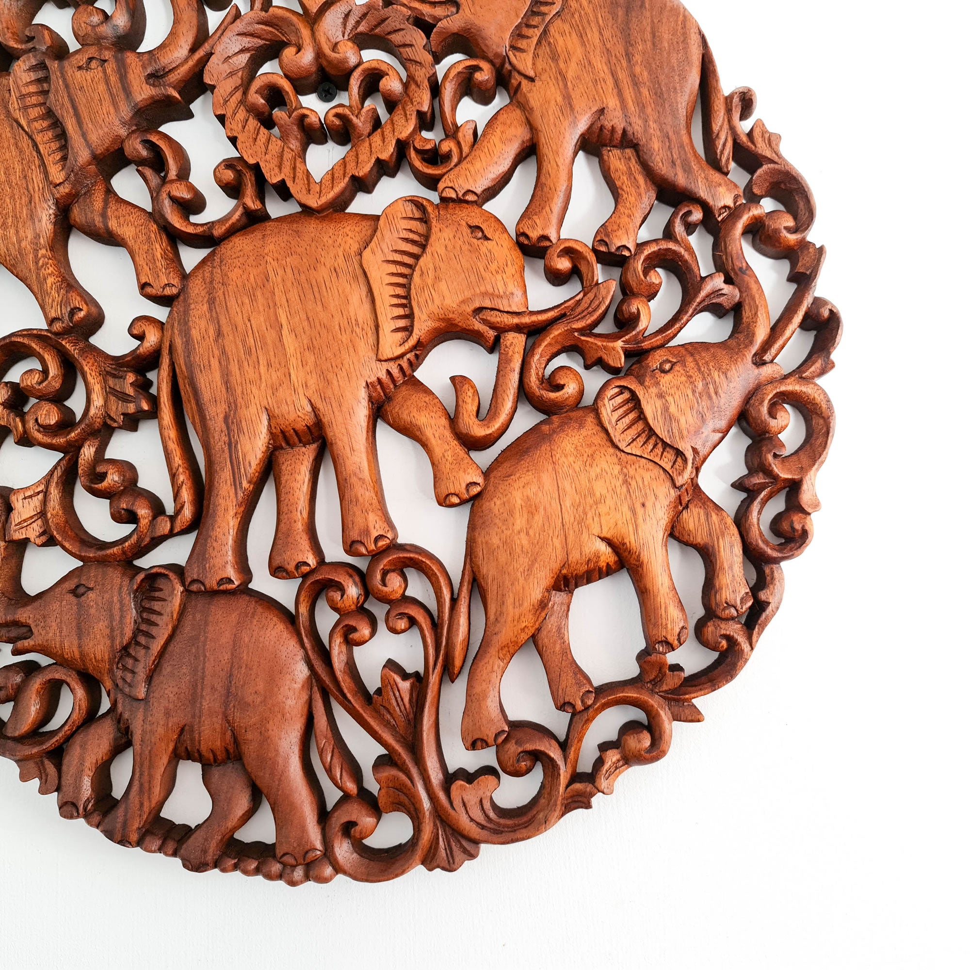Jungle Elephants Carved Wooden Hand Carved Decorative Panel Sculpture Nature - Easternada A perfect Gift idea