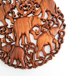 Jungle Elephants Carved Wooden Hand Carved Decorative Panel Sculpture Nature - Easternada A perfect Gift idea