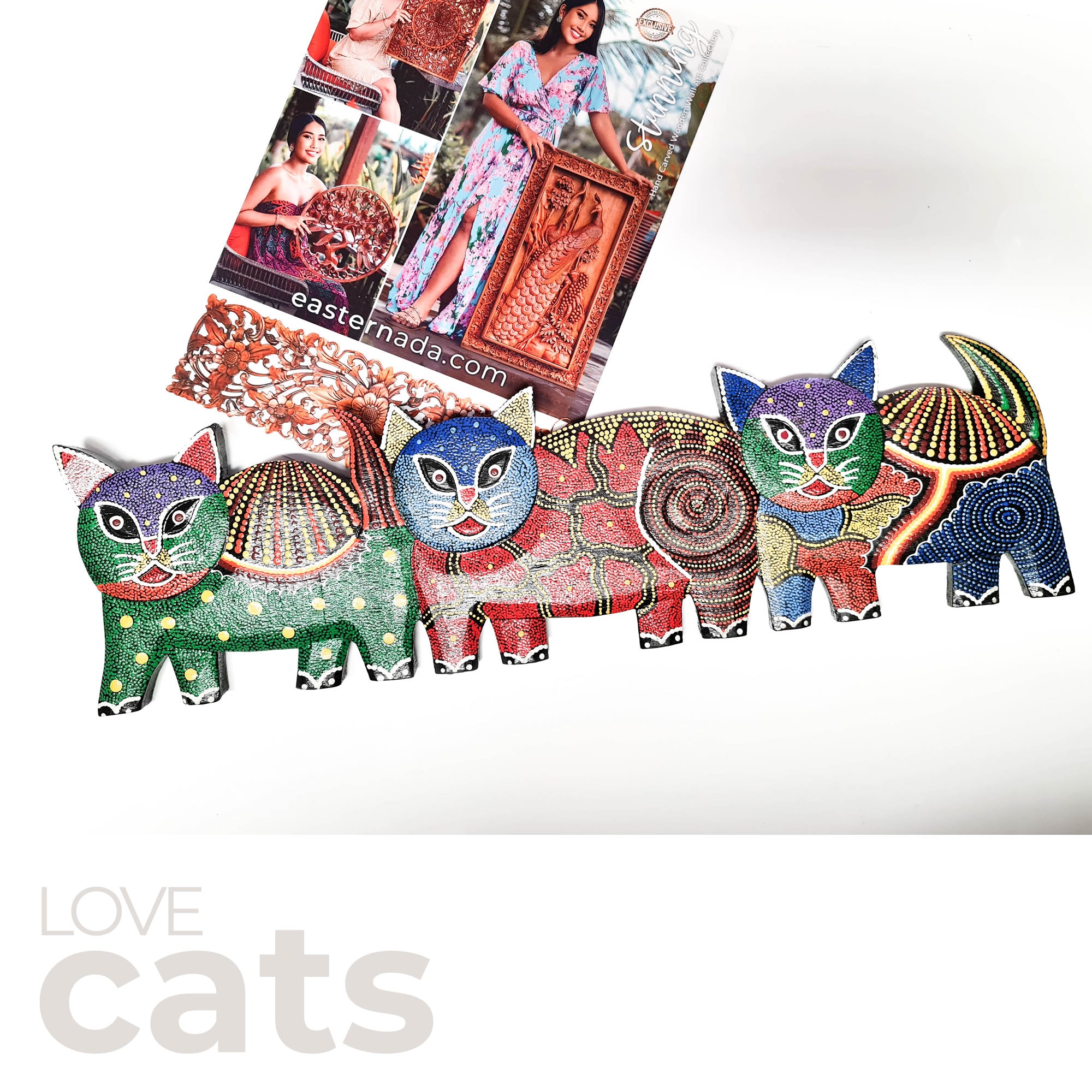 Tropical Wall Hanging - Hand-Carved painted wooden Tropical decoration