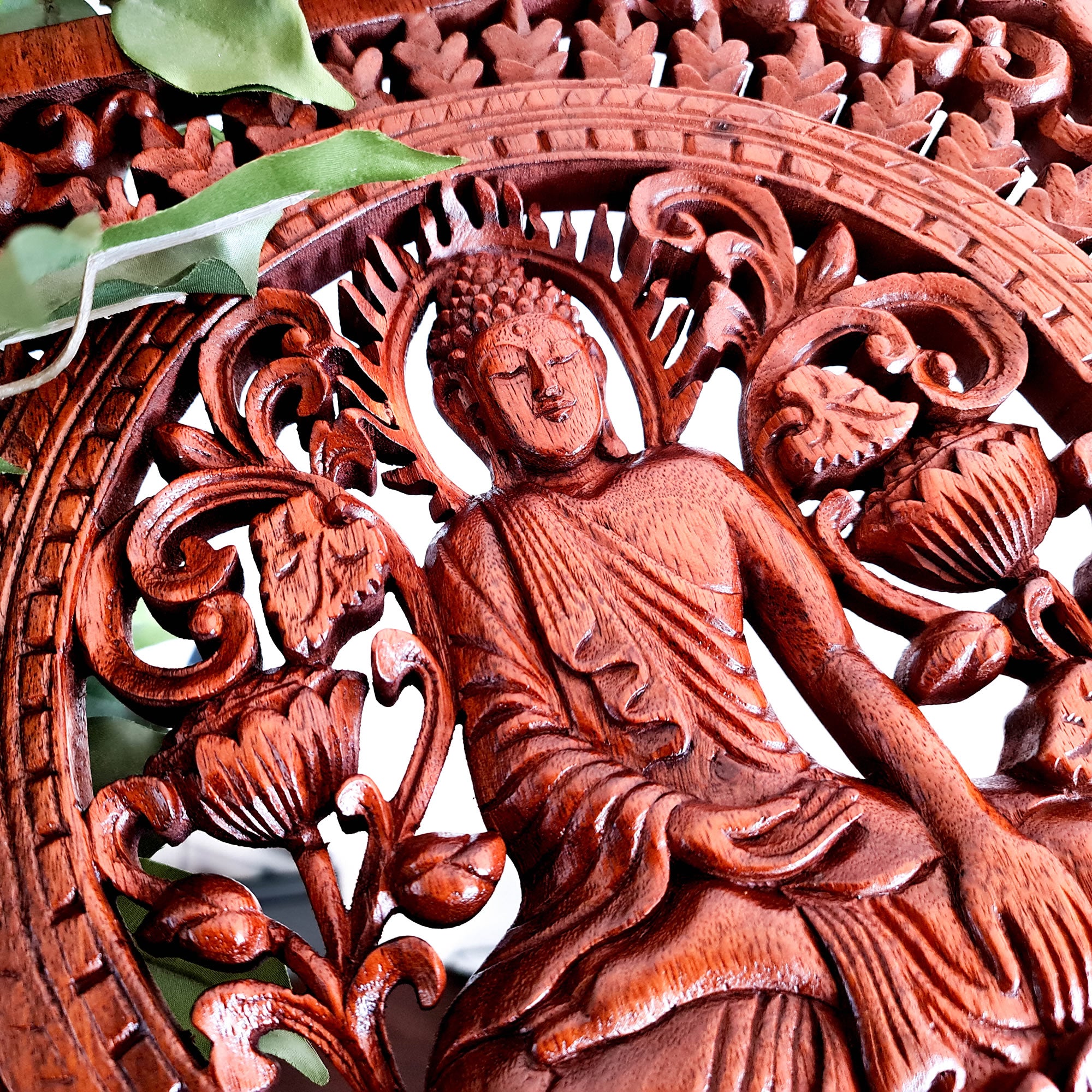 Sitting Buddha Hand-Carved Wooden Wall Art Decorative Hanging. Unique and Timeless Gift Idea