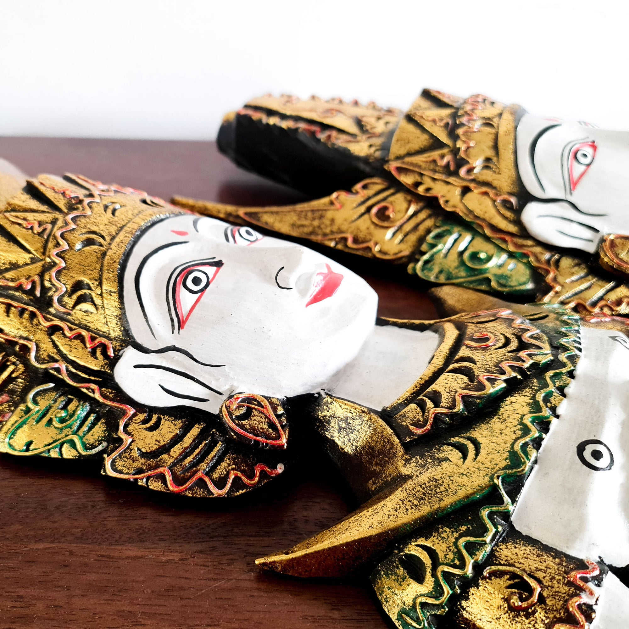 Handmade Carved Wooden Decorative Wall Art Water Goddess Set Large