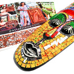 Hawaiian Tiki Mask Wall Hanging - Hand Carved painted wooden Tropical Aboriginal decoration