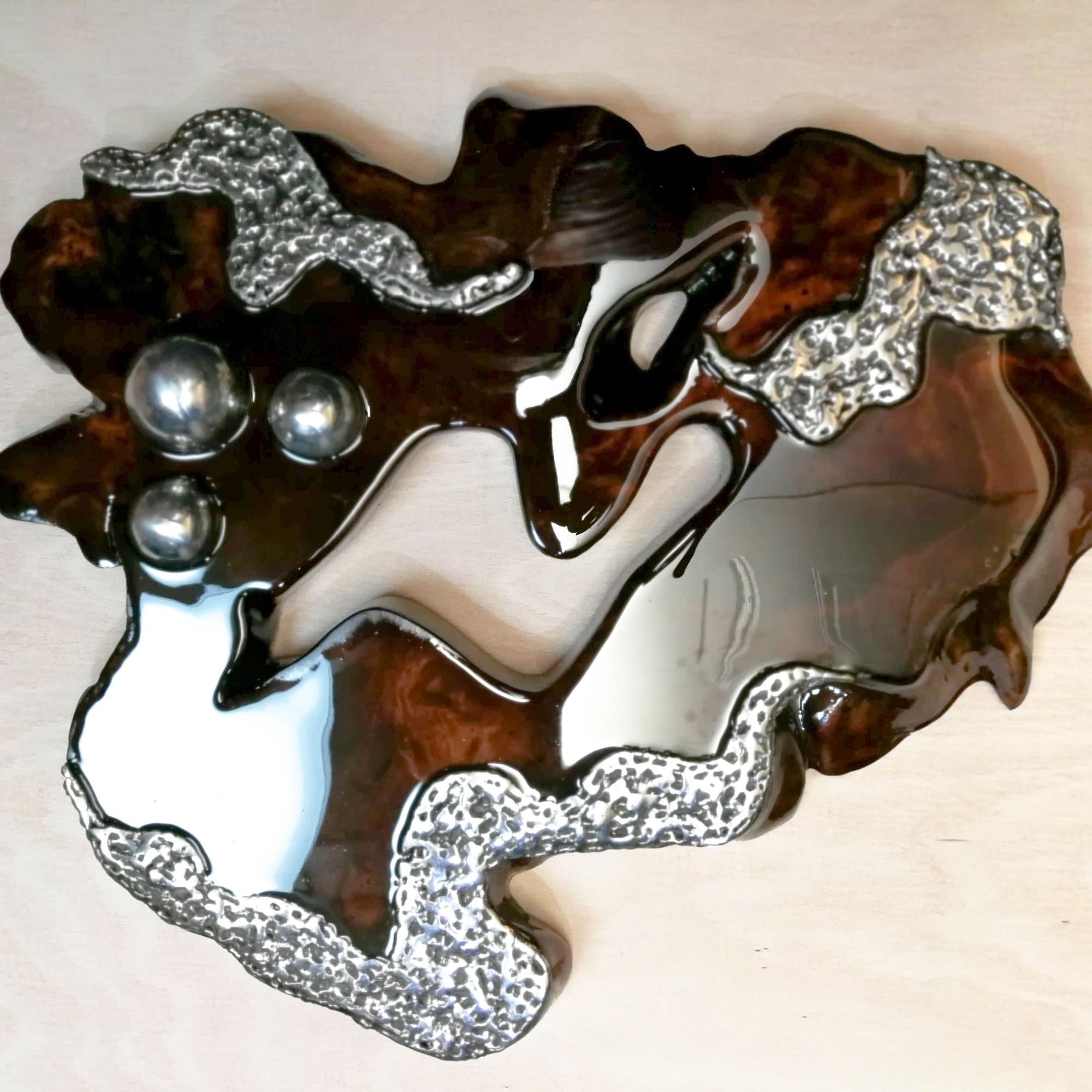 Hand made Decorative Solid Wood Steel Sculpture Interior Design Modern Art- Easternada