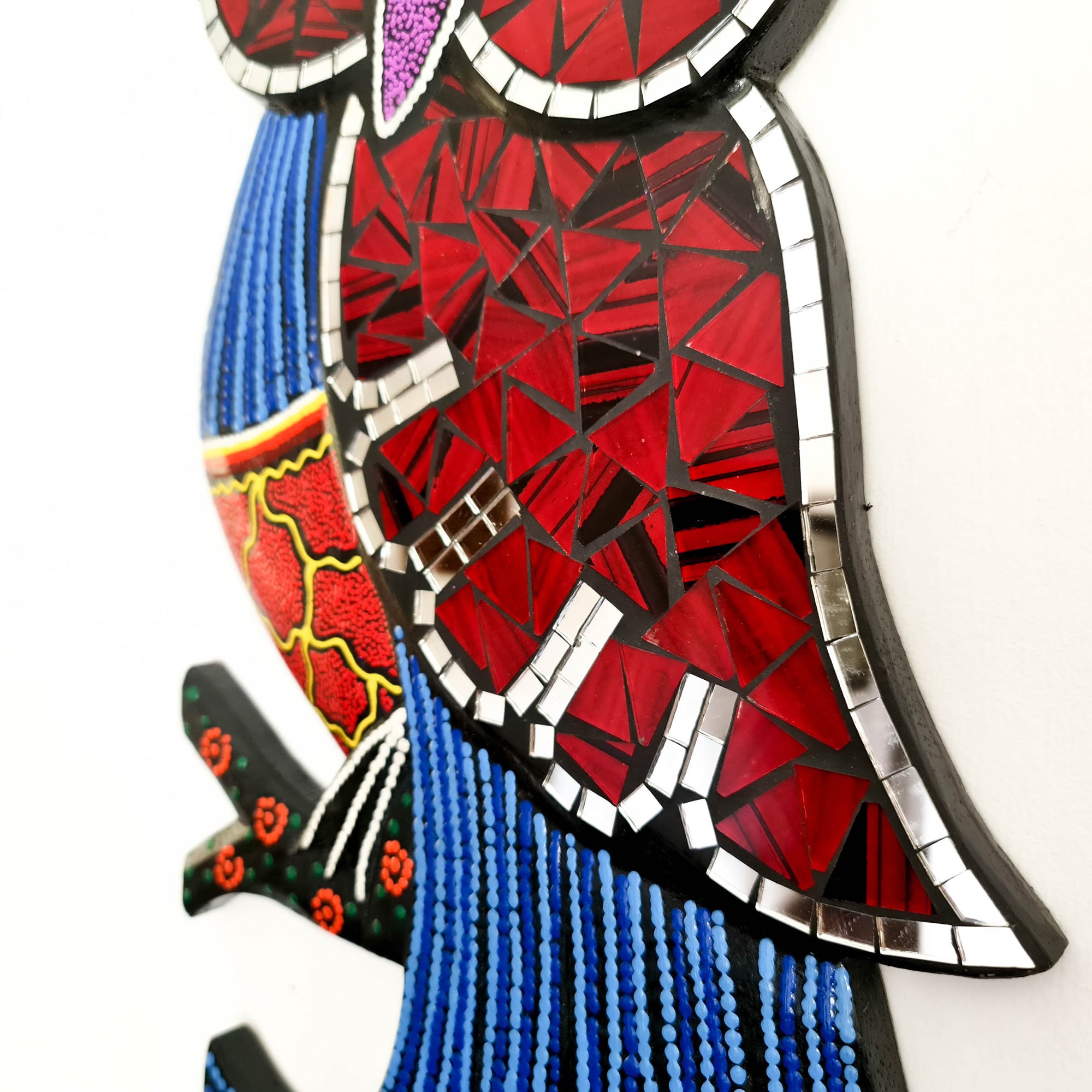 Tropical Wall Hanging - Hand-Carved painted wooden Tropical decoration.