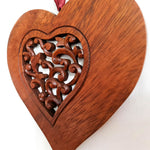 Hand Carved Wood Love Heart Decoration - A Perfect Gift for Him Her Easternada