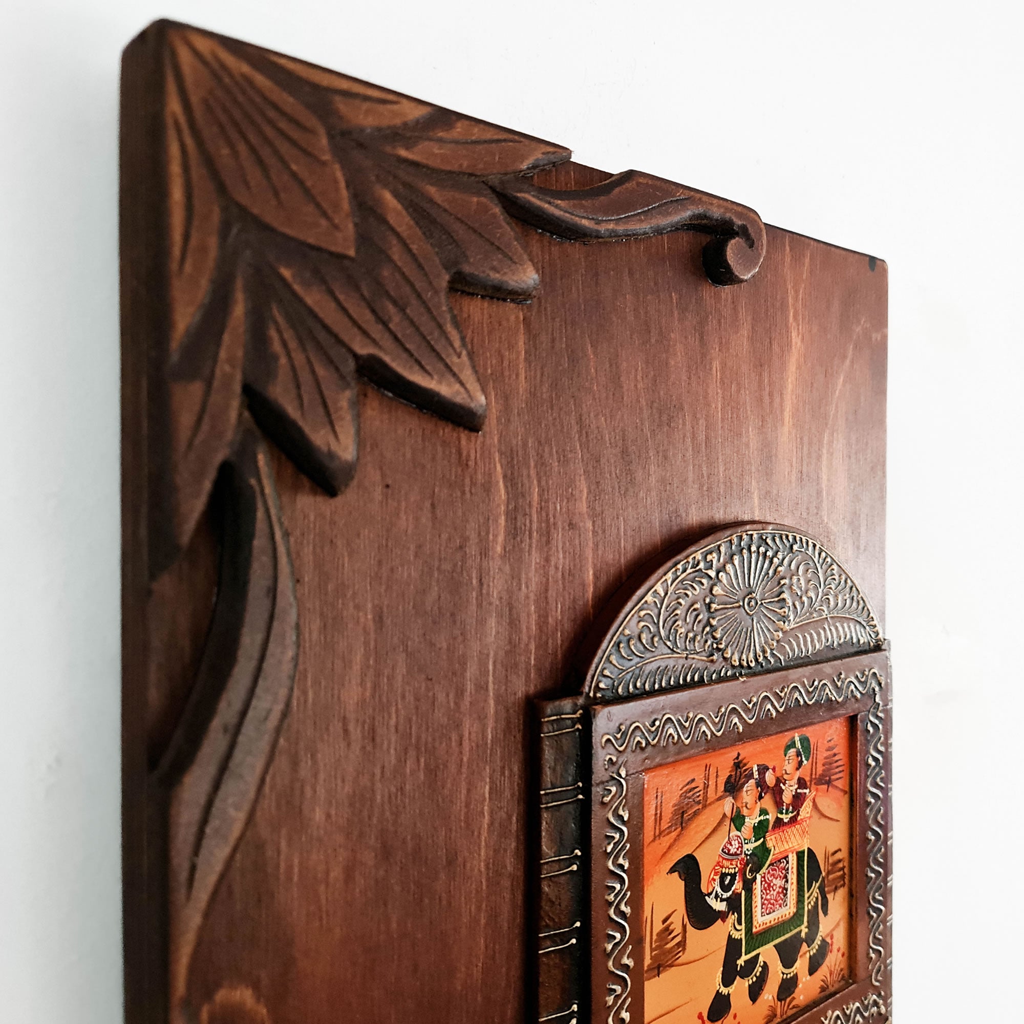 Handmade Hand-painted Carved Wood Wall Art Decorative Hanging Key Holder Hooks Storage