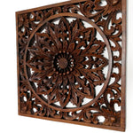 Exclusive Wooden Hand Carved Decorative Art Panel Mandala Yoga Peace