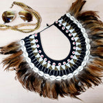 Bohemian Style Feather Sea Shells Handmade Decorative Costume Macrame Necklace Jujuhat - Easternada