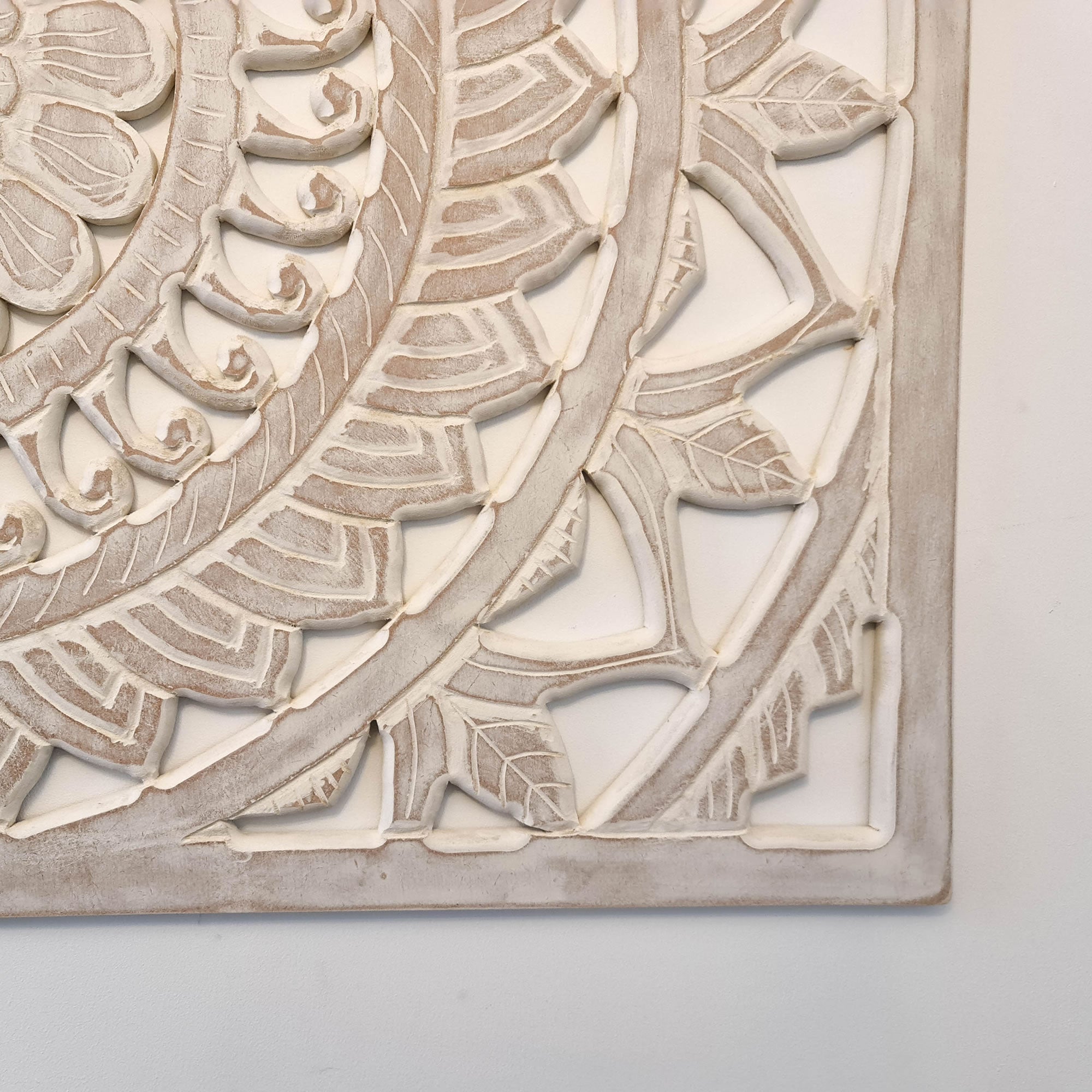 Hand Carved Wooden Wall Art - Large Headboard Decorative Mandala Panel Easternada