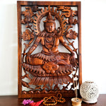 Lord Shiva Siva Carved Wooden Decorative Panel Sculpture Mandir Hindu Art Décor