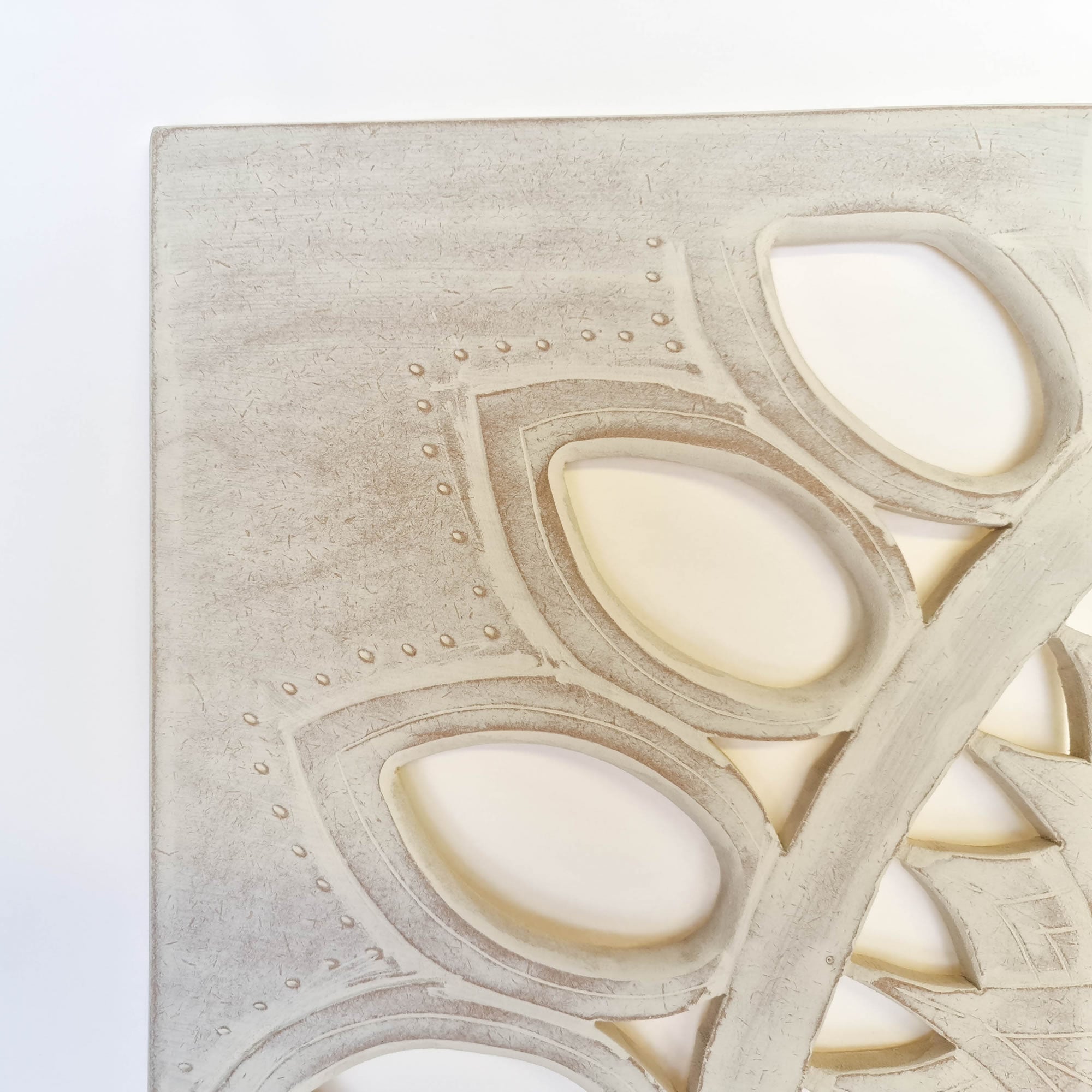 Mandala Headboard Carved Wooden Decorative Panel Art Distressed White Shabby Chic