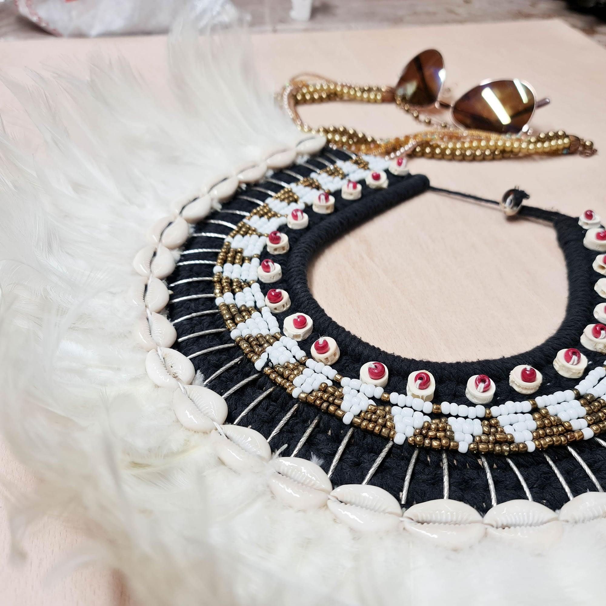 Bohemian Style Feather Sea Shells Handmade Decorative Costume Macrame Necklace Jujuhat - Easternada