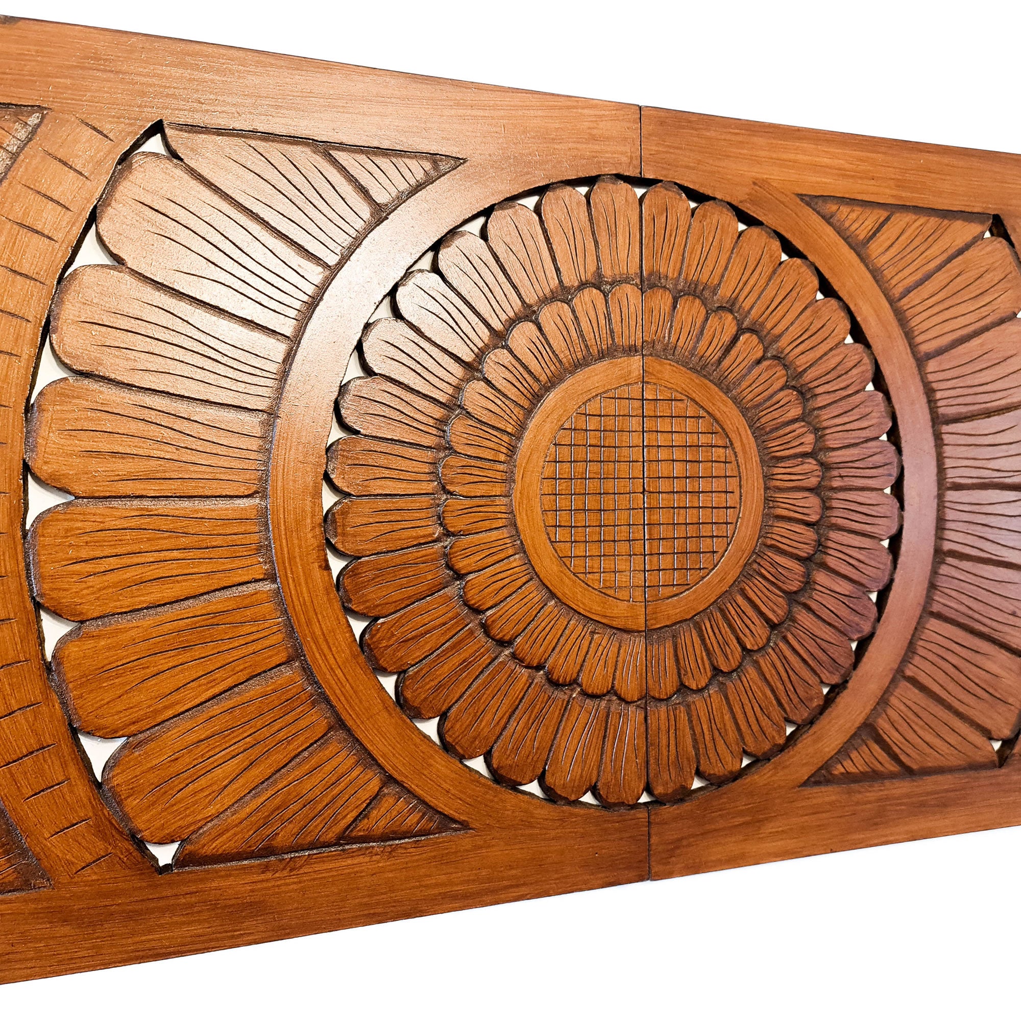 Large king Size Mandala Headboard - Handmade Carved Wooden Wall Art Lotus