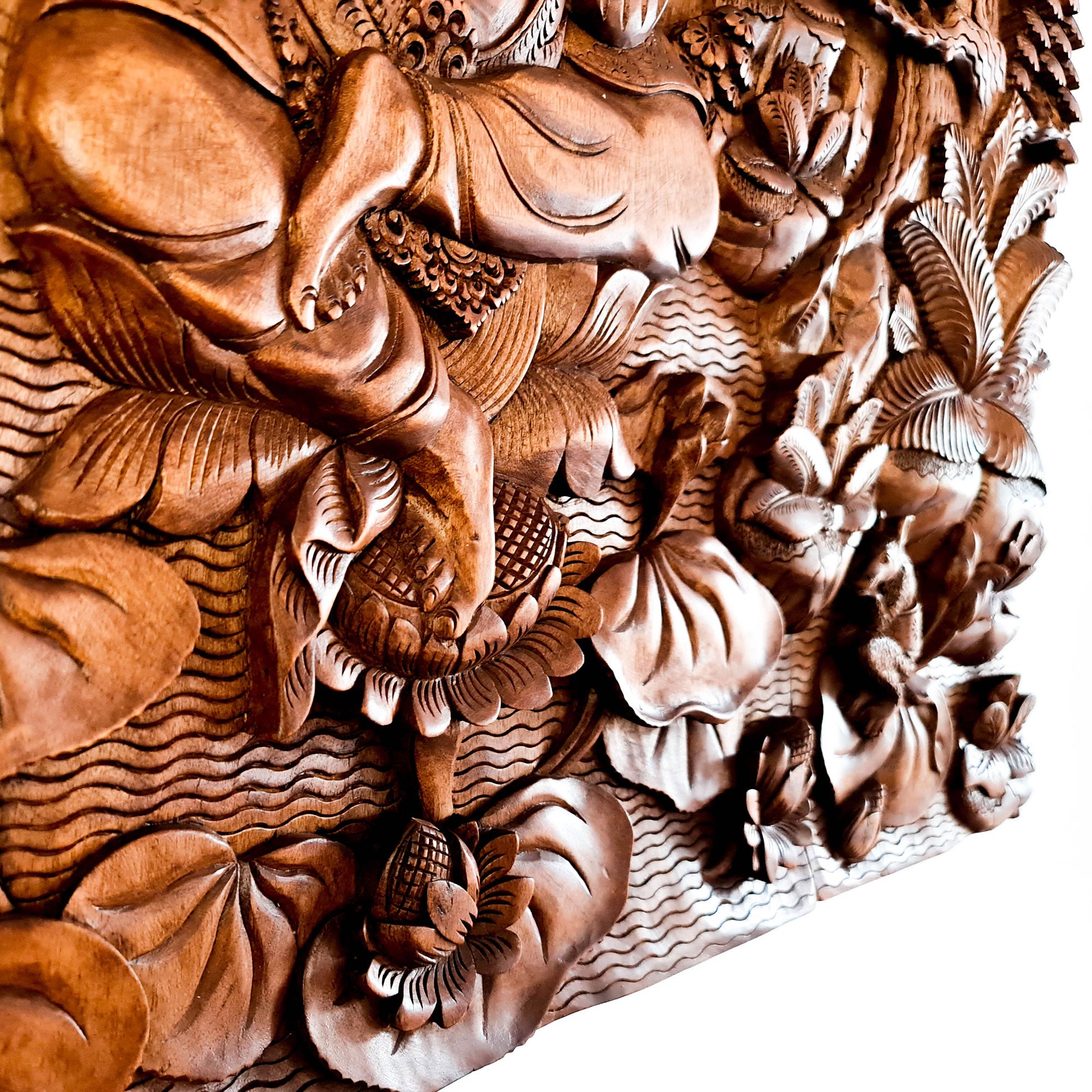 Divine Hindu God Lord Ganesh Hand Carved Wooden Decorative Art Mandir Pooja