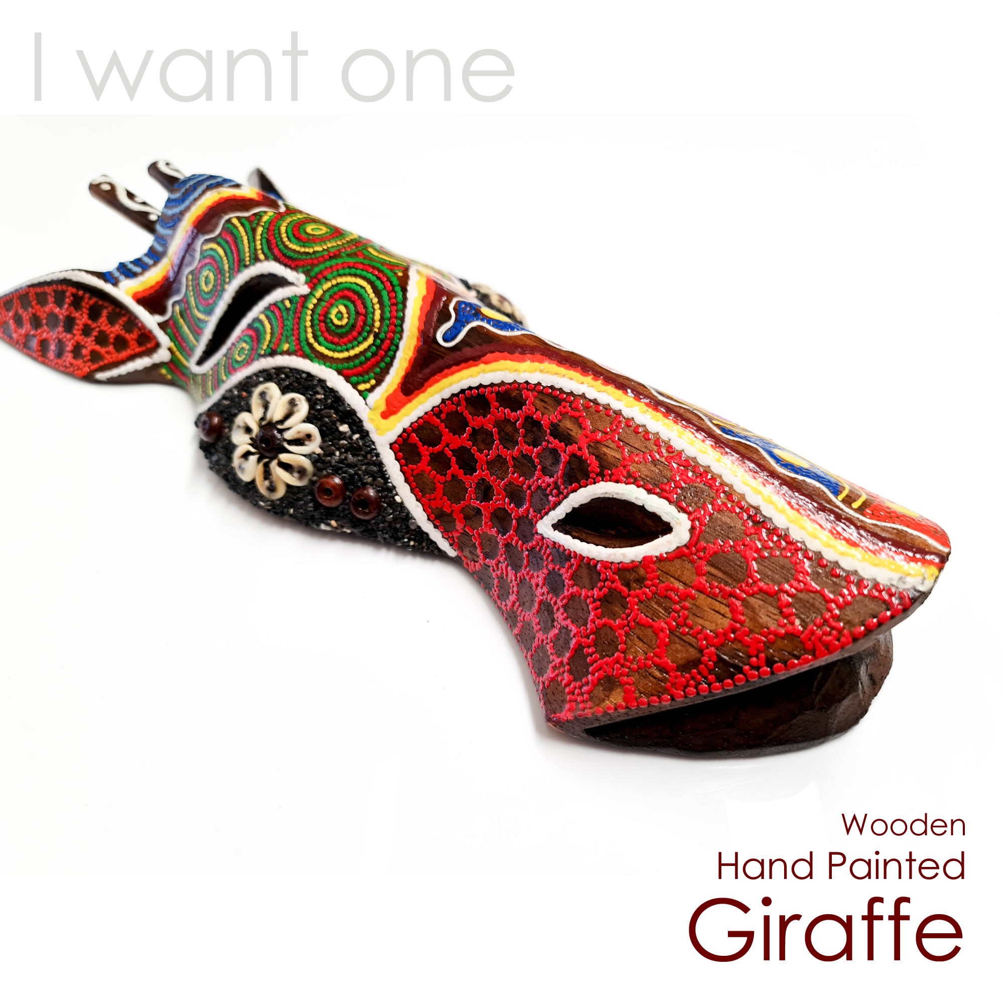 Handmade Painted Wooden Wall Art Hanging - Unique Decorative Giraffe African Perfect Gift