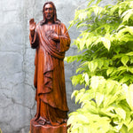 Hand-carved out of solid hardwood this sculpture is quite unique and rare. The image depicts the Lord Jesus Christ with beautiful detail. A stunning Masterpiece. Bring home the blessings of Jesus The Savior. Easternada