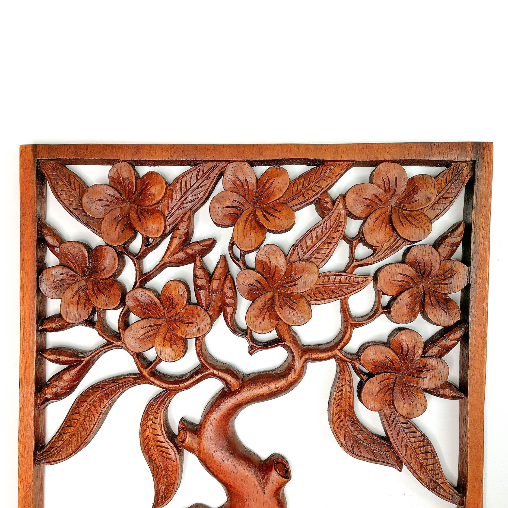 Hand Carved Wooden Decorative Panel Art Sculpture Tree of Hope Life Wealth