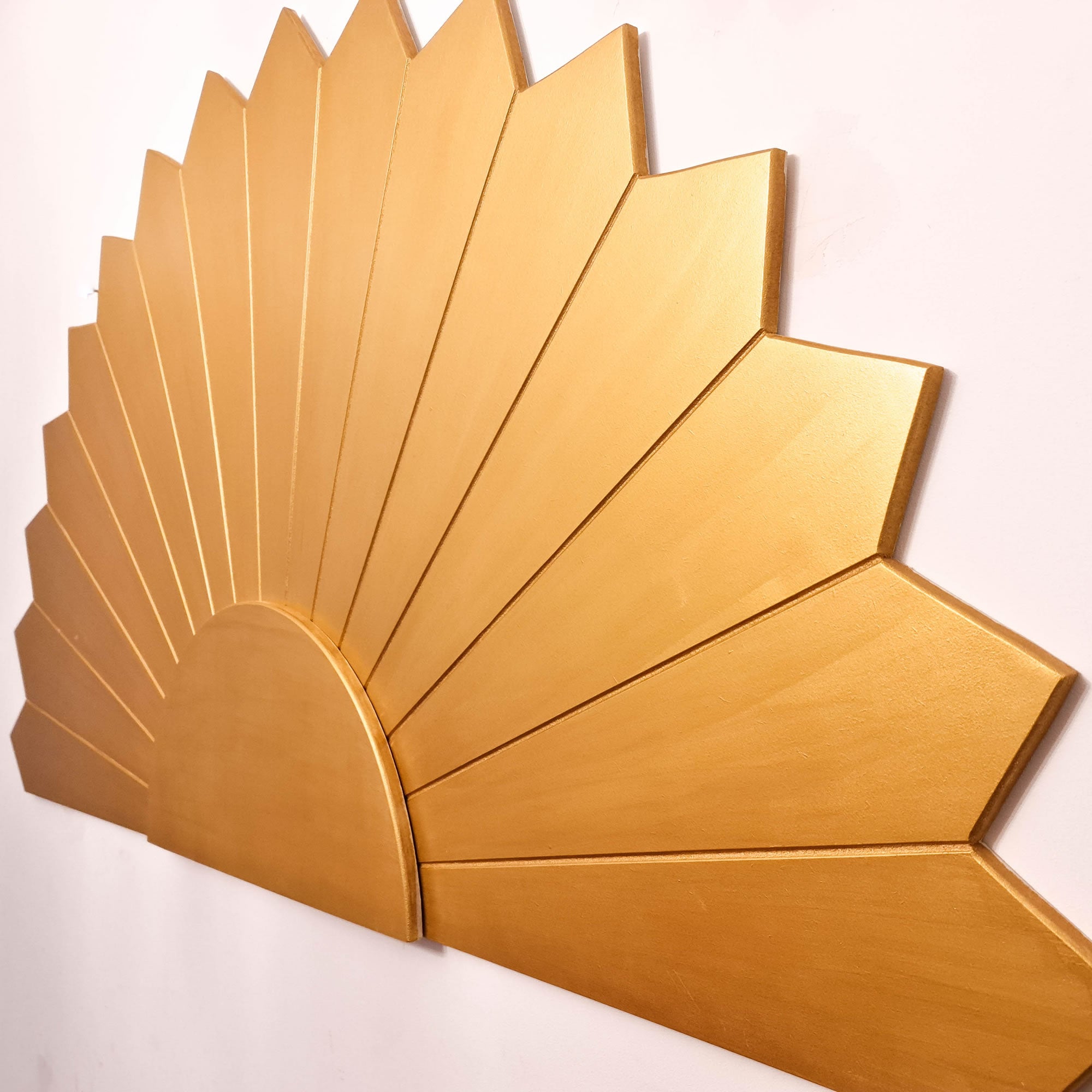 Large Art Deco Gold Panel - Handmade Carved Wooden Wall Art King Queen Headboard