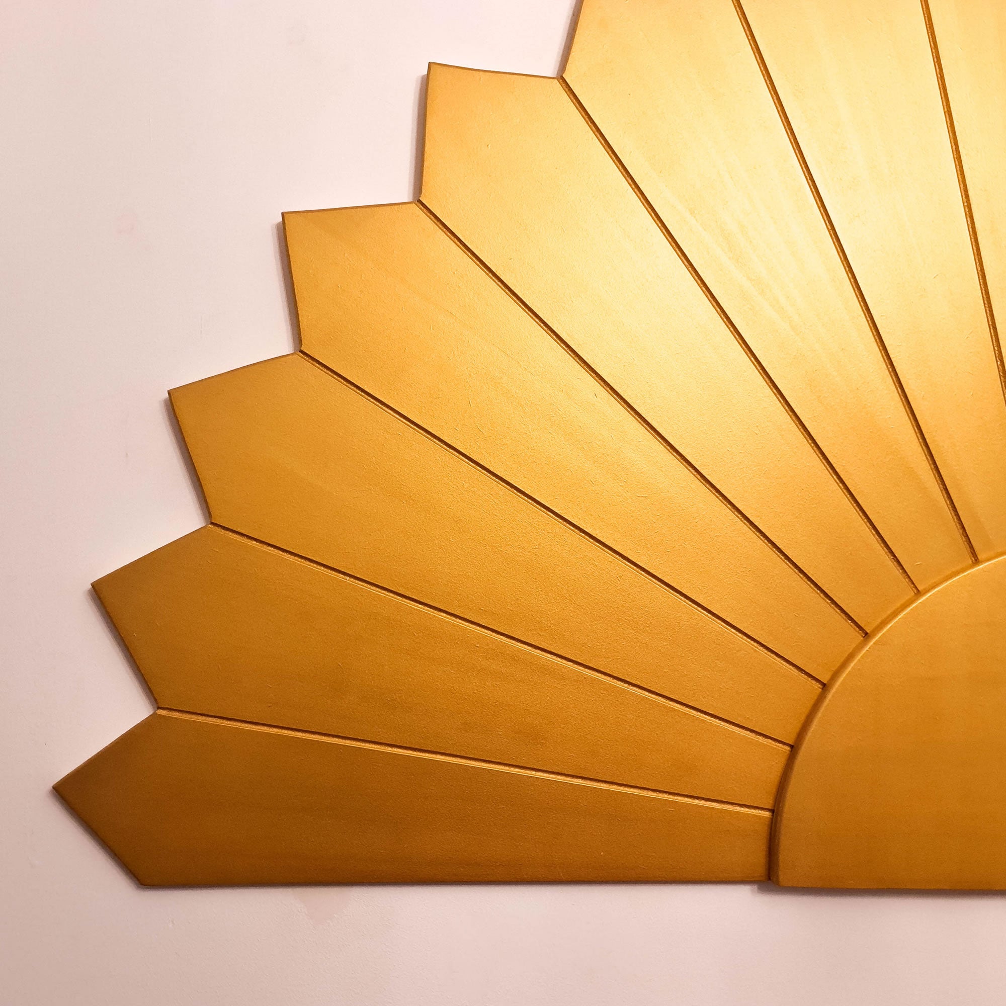 Large Art Deco Gold Panel - Handmade Carved Wooden Wall Art King Queen Headboard