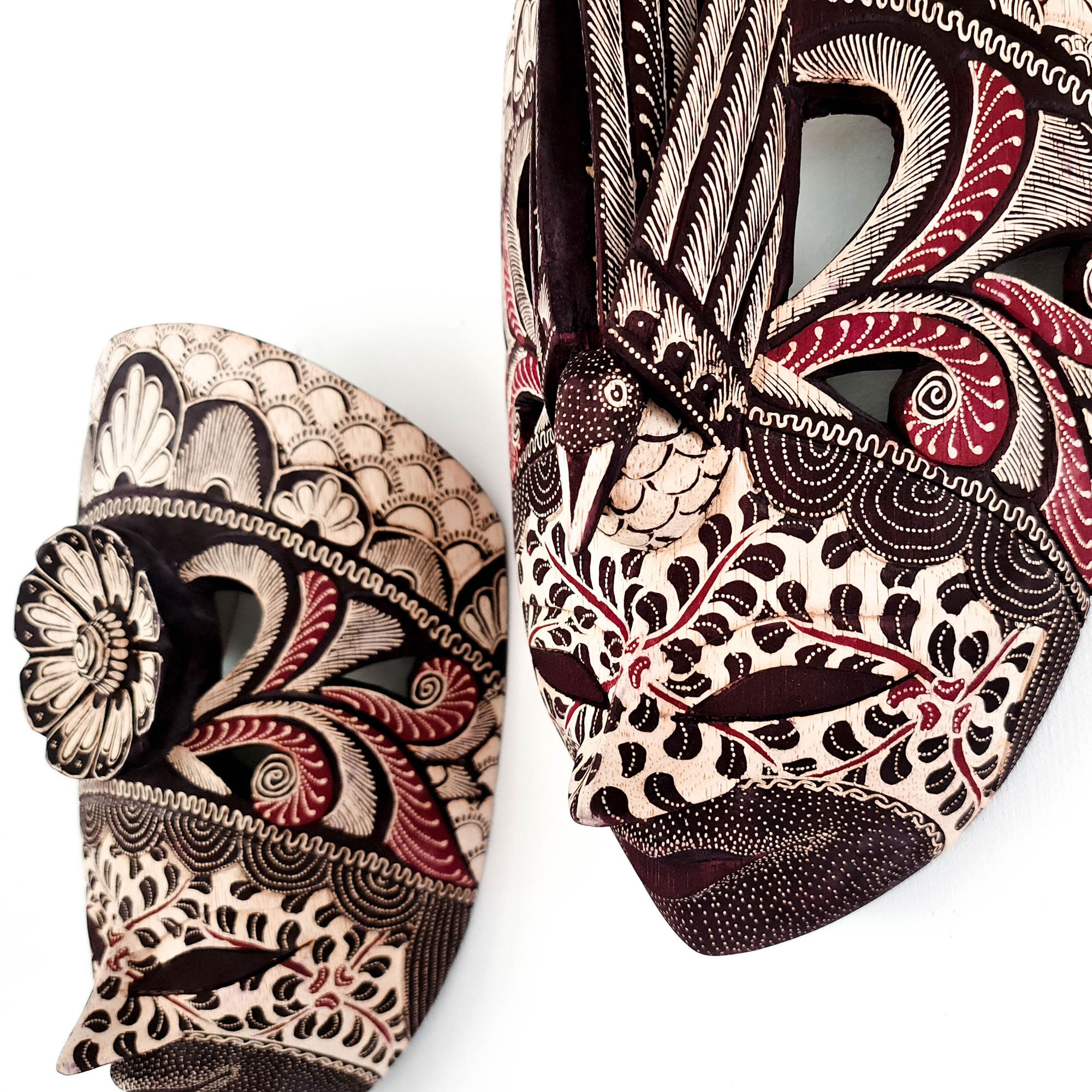 Hand Carved Hand Painted Batik Mask - Decorative Wall Art Perfect Gift Sculpture